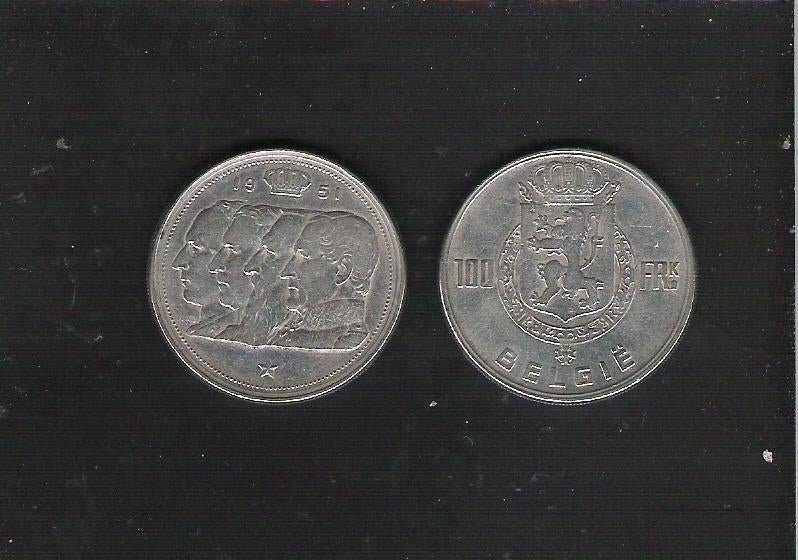 100 Francs en argent Type 4 Kings 1951 VL, Enlèvement ou Envoi, Monnaie en vrac, Argent, Argent