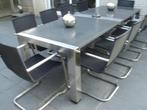exclusieve INOX tafel 277 cm &10 INOX Kings stoelen, Ophalen, Inox, Meer dan 8 zitplaatsen, Zo goed als nieuw