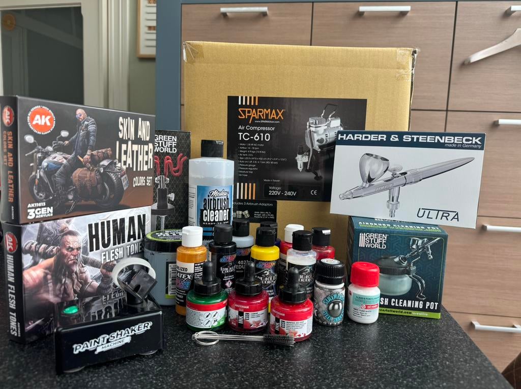 Airbrushset - H&S Ultra - Sparmax - WINKELGARANTIE tot 06/27, Ophalen, Zo goed als nieuw, Airbrush en Accessoires