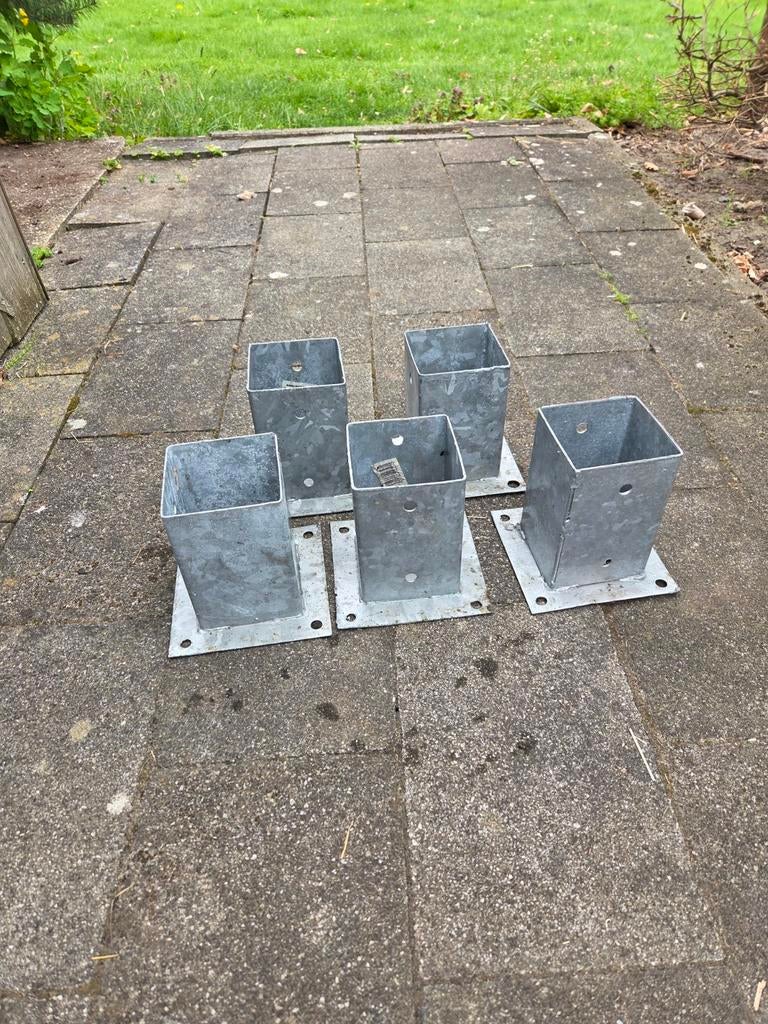Gegalvaniseerde paalhouders 9x9 5stuks, Ophalen, Palen