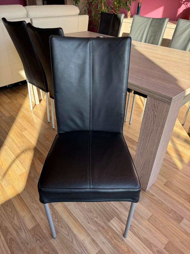 Chaises en cuir (noir), Comme neuf, Enlèvement, Cinq, Six Chaises ou plus, Cuir