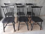 6 FAN-BLACK WINDSOR SIDE CHAIRS, Ophalen, Gebruikt, Vijf, Zes of meer stoelen