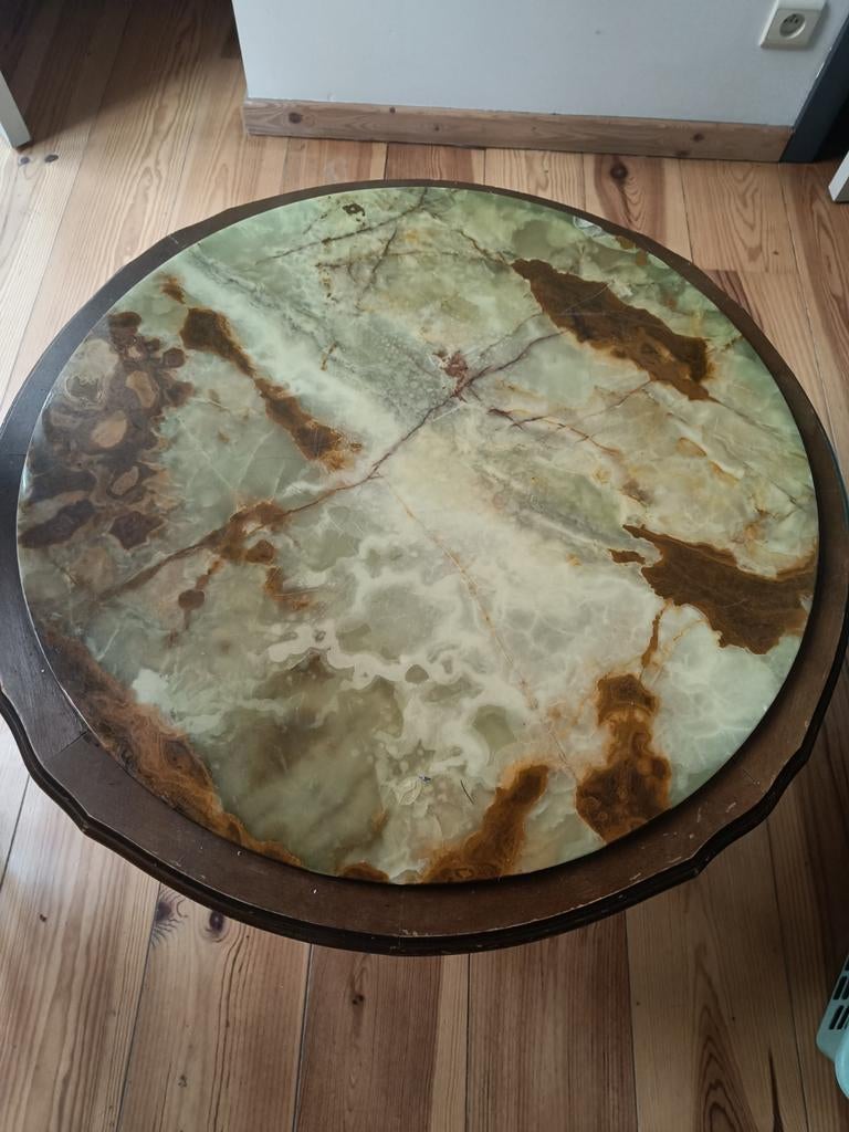 Antieke houten tafel met marmeren blad, Huis en Inrichting, Tafels | Salontafels, Ophalen