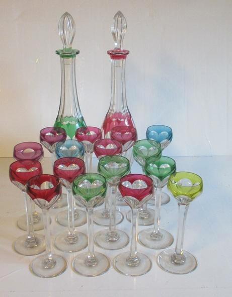 groot set Val Saint Lambert 2 karaffen 16 glaasjes, Antiek en Kunst, Antiek | Glaswerk en Kristal, Verzenden