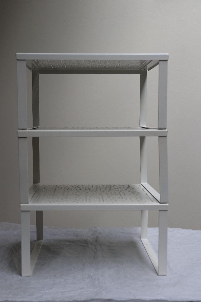 rekje wit metaal ikea - drie stuks - aaneenschroefbaar, Enlèvement, Utilisé