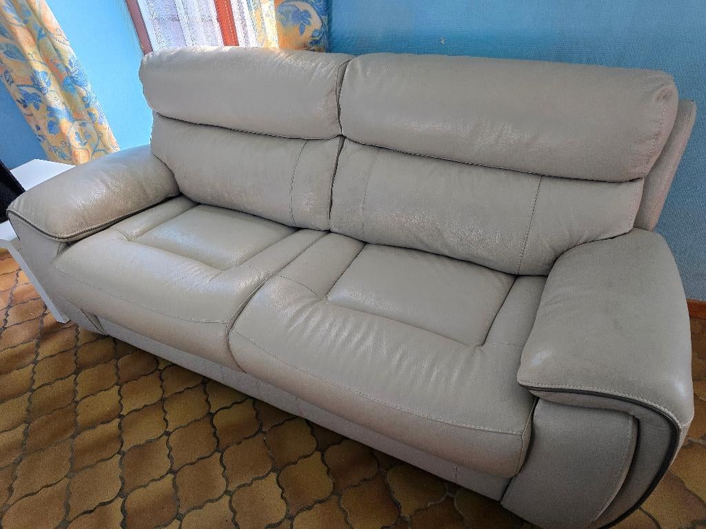 Salon en cuir, Maison & Meubles, Enlèvement, Utilisé, Cuir, 125 cm ou plus