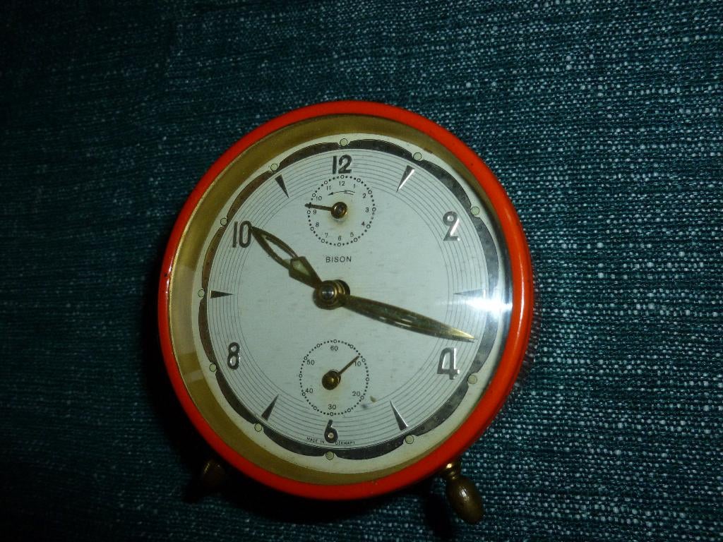 Vintage wekker Bison, Ophalen of Verzenden, Gebruikt, Analoog, Wekker of Tafelklok