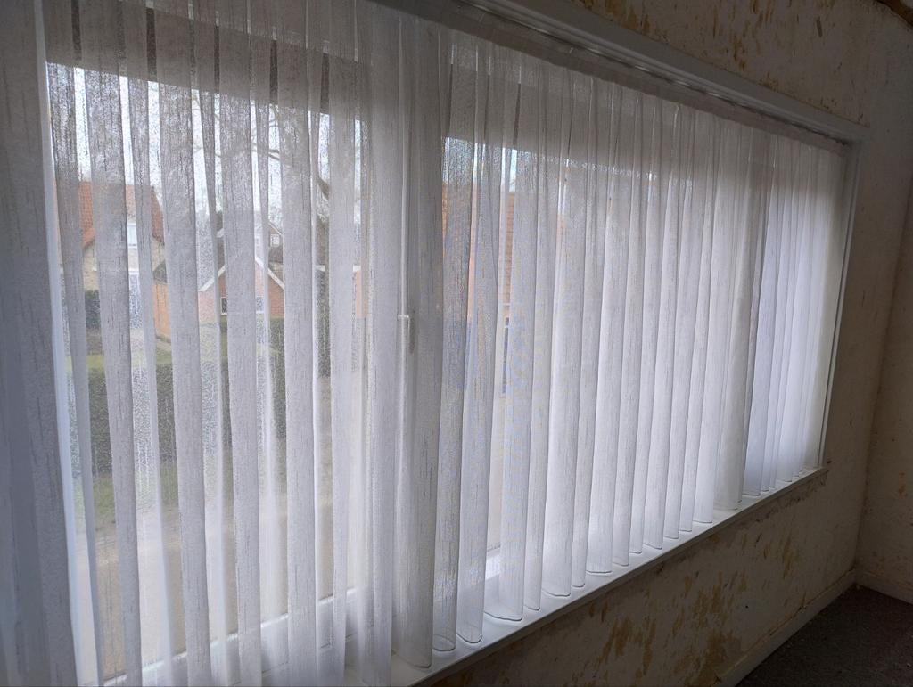 Vitrage effen met loodkoord onderzijde, Huis en Inrichting, Stoffering | Gordijnen en Lamellen, Ophalen, Zo goed als nieuw, 200 cm of meer