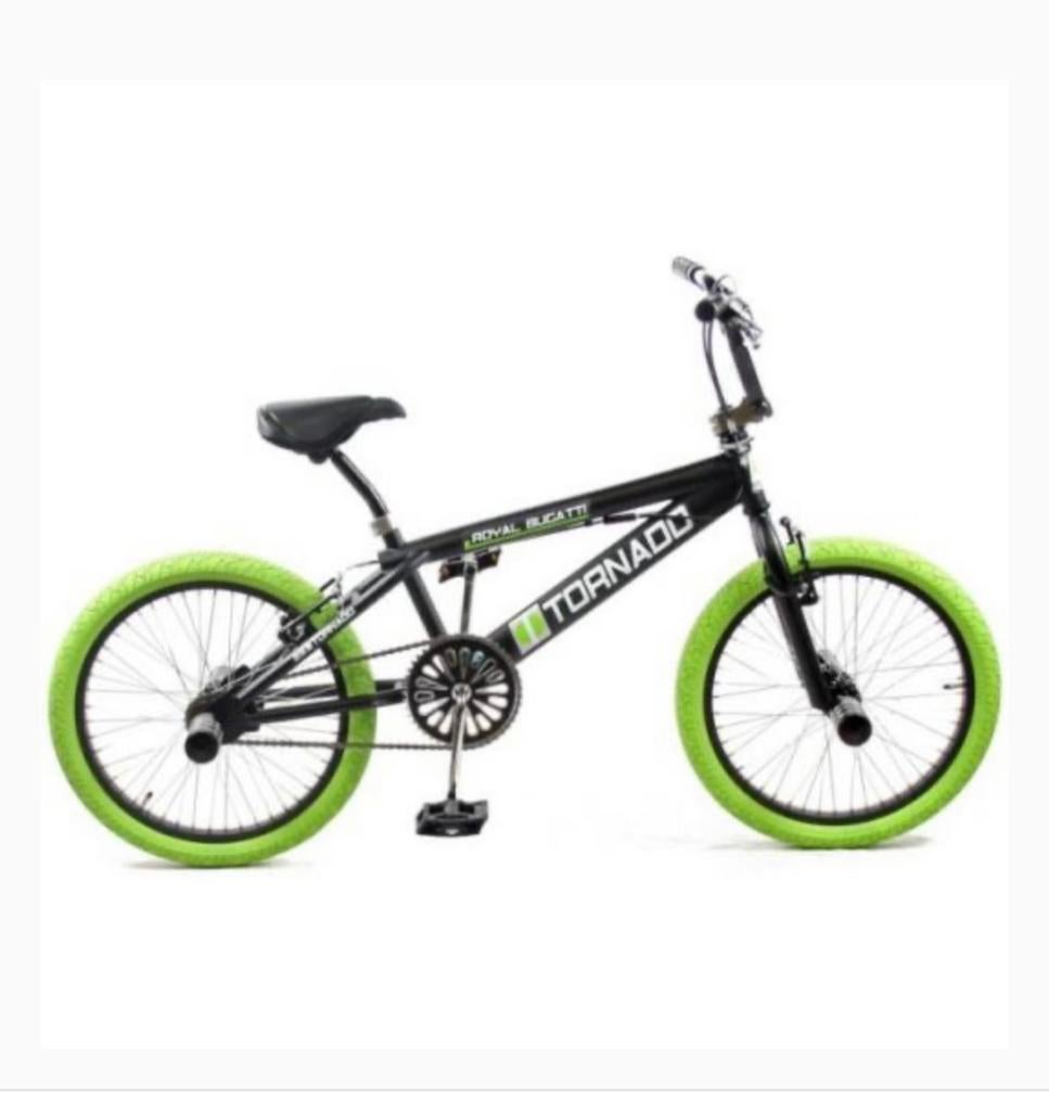 Freestyle BMX 20 Royal Bugatti - mat zwart met groene banden, Ophalen, Zo goed als nieuw