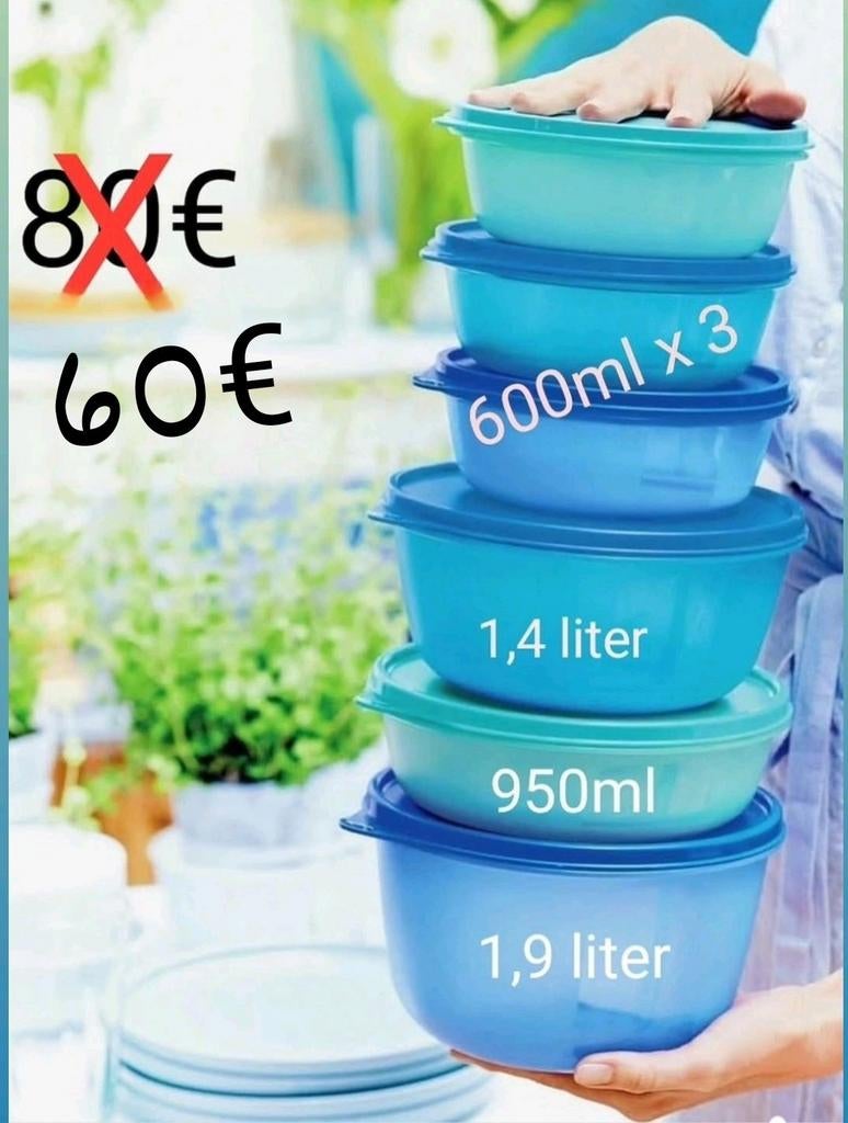 Ensemble de bols spatiaux Tupperware, Maison & Meubles, Cuisine| Tupperware, Enlèvement ou Envoi, Neuf