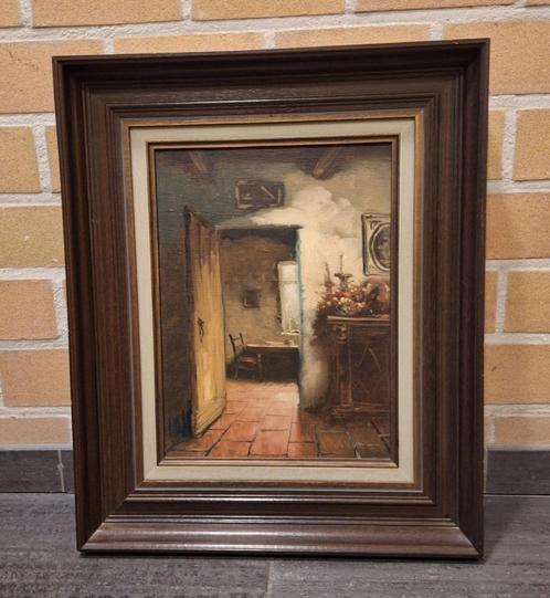 Schilderij "stilleven" op linnen doek-met passe-partout, Antiek en Kunst, Kunst | Schilderijen | Klassiek, Ophalen
