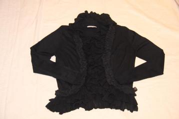 Gilet femme noir avec lavallière fantaisie sur le col, T: 44