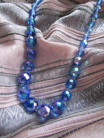 ketting-aurora borealis-gefacetteerde glaskralen-1950-VINTAG beschikbaar voor biedingen