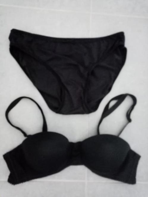 Dim zwart setje push-up BH 80B (strapless antislip) + slip, Kleding | Dames, Ondergoed en Lingerie, Setje, Zwart, Ophalen of Verzenden