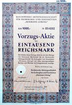 Origineel aandeel Reichswerke "Hermann Göring" 1939, Verzamelen, Ophalen of Verzenden, Overige typen