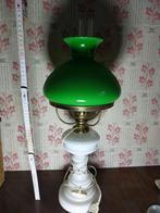 Lampe avec pied en opaline et abat-jour vert, Maison & Meubles, Enlèvement, Utilisé, Autres matériaux, 50 à 75 cm