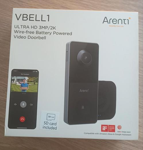 Arenti VBELL1 Video Deurbel – ULTRA HD 3MP/2K – Inclusief 32, Huis en Inrichting, Deurbellen, Zo goed als nieuw, Draadloos, Ophalen