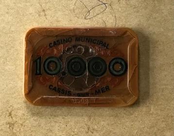 Jeton Casino de Cassis plaque 10000 fr  beschikbaar voor biedingen
