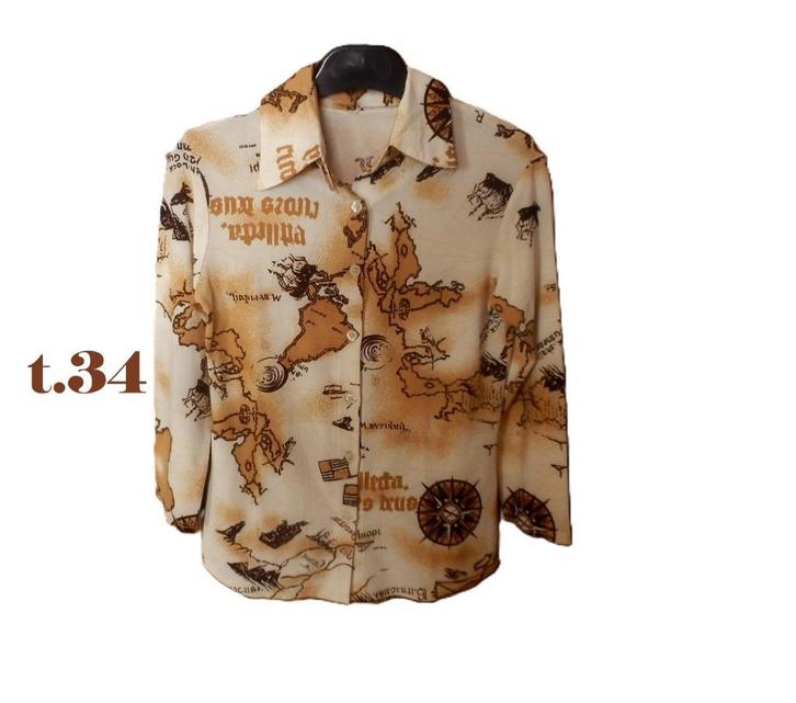 (8) - chemisier femme t.34 beige - brun, Kleding | Dames, Blouses en Tunieken, Zo goed als nieuw, Maat 34 (XS) of kleiner, Bruin
