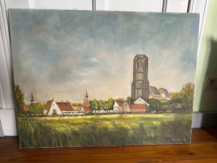 schilderij - olie op doek - Lissewege, Antiek en Kunst, Kunst | Schilderijen | Klassiek, Ophalen