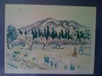 lithografie Manoël Pillard (1946) Paysage des Alpilles, Ophalen of Verzenden