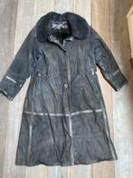 Ted Lapidus vintage zwarte leren M lange jas, Kleding | Dames, Jassen | Winter, Maat 38/40 (M), Verzenden, Zwart, Gedragen