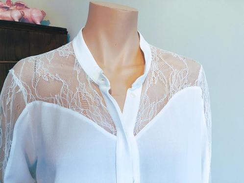 IKKS - prachtige blouse - chemisier met kanten inzet - 44/46, Vêtements | Femmes, Blouses & Tuniques, Comme neuf, Taille 42/44 (L)