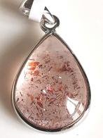 Pendentif quartz fraise en argent sterling naturel, Enlèvement ou Envoi, Avec pierre précieuse, Argent, Neuf