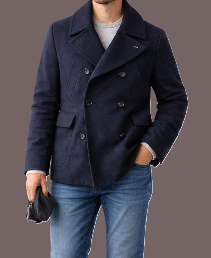 wollen Van Gils jas maat EU 46 (S) tailored fit, Kleding | Heren, Jassen | Winter, Zo goed als nieuw, Maat 46 (S) of kleiner, Blauw