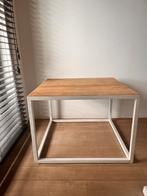 Bijzettafel/salontafel Eik met wit frame, Huis en Inrichting, Gebruikt, Vierkant, Hout, Ophalen