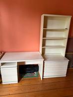 Bureau + boekenkast Wit, Huis en Inrichting, Ophalen, Gebruikt, Bureau