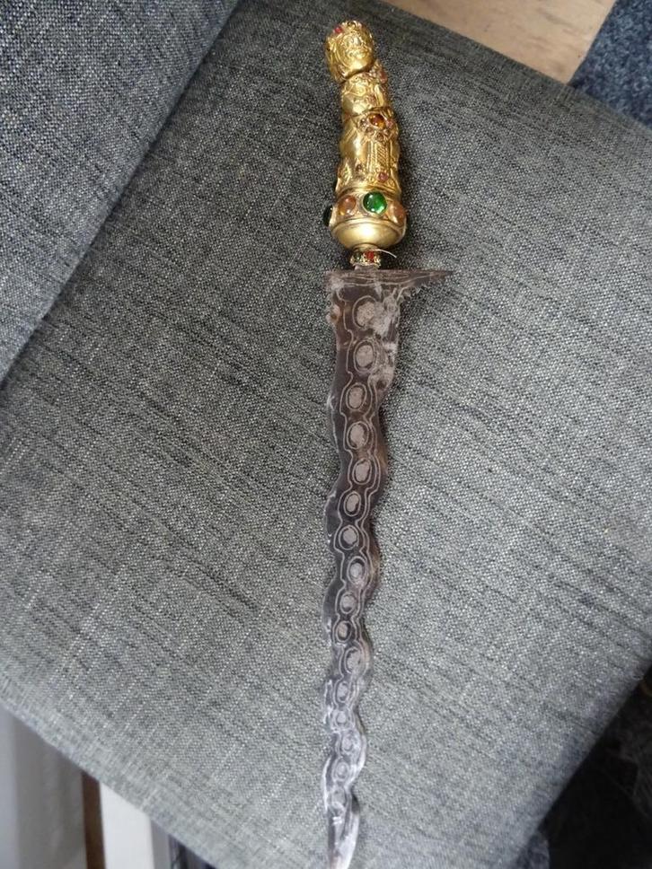 Antieke kris keris Indonesië verguld handvat 1880 Bali Java, Antiek en Kunst, Antiek | Overige Antiek, Ophalen of Verzenden