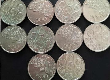 België * 10 X 500 Francs 1980 beschikbaar voor biedingen