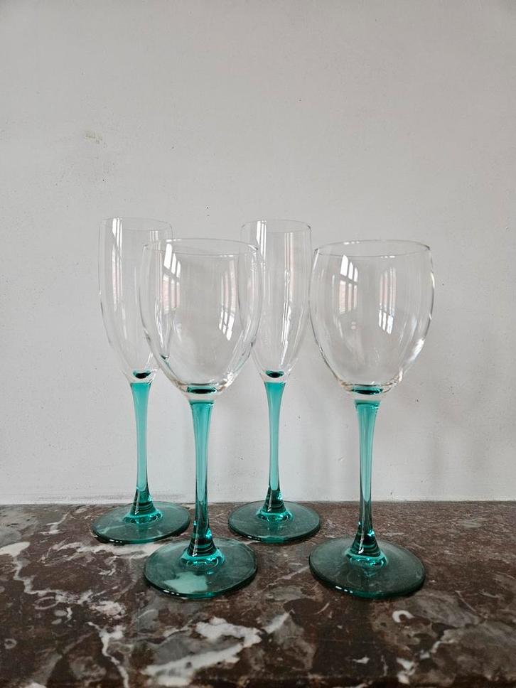 Vintage appelblauwzeegroene glazen, Huis en Inrichting, Keuken | Servies, Zo goed als nieuw, Glas of Glazen, Glas, Ophalen of Verzenden