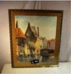 Belle aquarelle antique 'Les canaux de Bruges' - signée, Antiquités & Art, Art | Peinture | Classique, Enlèvement ou Envoi