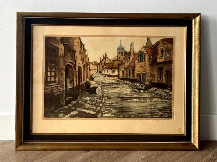 Ets van Louis Rigaux, Rolweg Brugge, Antiek en Kunst, Kunst | Schilderijen | Klassiek, Ophalen of Verzenden