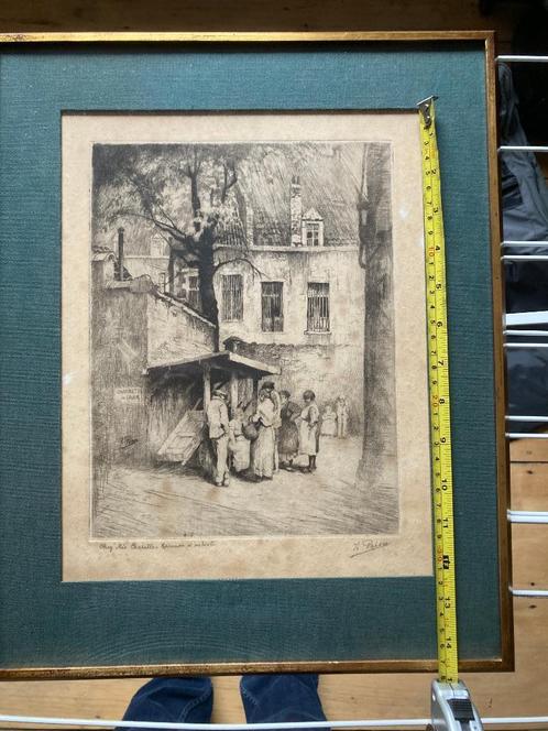 Kurt Peiser "Chez Mie Charette" gravure, Antiek en Kunst, Kunst | Etsen en Gravures, Ophalen of Verzenden