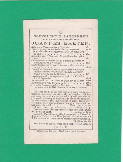 DP Priester Joannes Baeten, Collections, Images pieuses & Faire-part, Image pieuse, Envoi