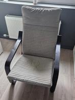 Fauteuil IKEA POÄNG noir-marron/Knisa beige clair, 75 à 100 cm, Comme neuf, Enlèvement, Modern, scandinavisch