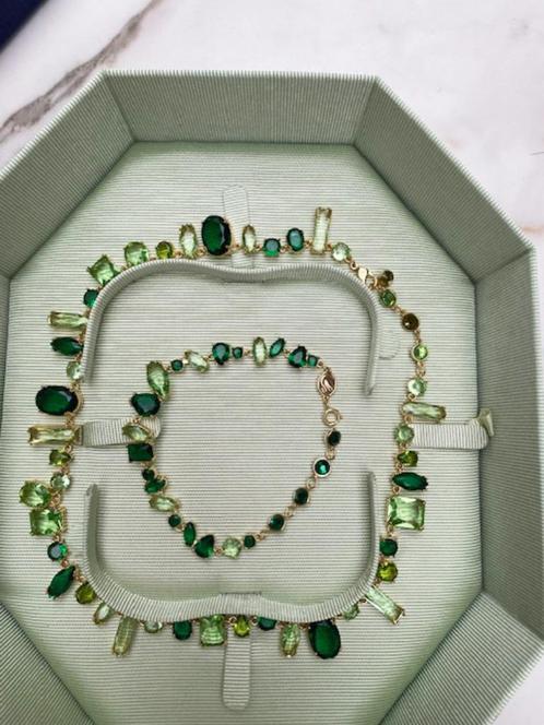 Swarovski set  ketting + armband Gemma , groene edelstenen, Handtassen en Accessoires, Kettingen, Zo goed als nieuw, Overige materialen
