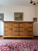 Hoge massief eiken buffetkast, Ophalen, Gebruikt, 100 tot 150 cm, Eikenhout