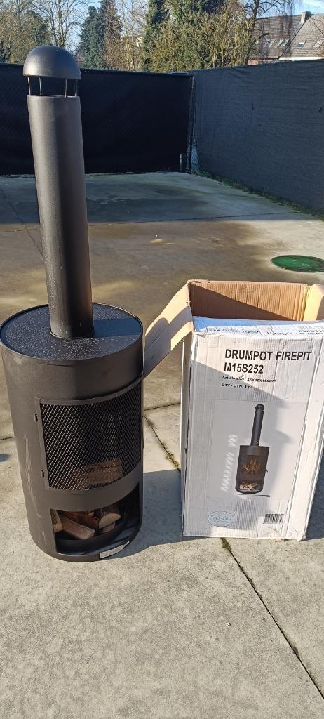 Drumpot Fire Pit (vuurkorf met schoorsteen), Tuin en Terras, Tuinmeubel-accessoires, Zo goed als nieuw, Ophalen