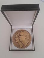 Bronzen Medaille Koning Albert en Paola, Verzamelen, Gebruikt, Ophalen of Verzenden, Postzegel(s) of Munt(en)