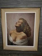 huile sur toile femme signe J.Verulpens, Antiek en Kunst, Ophalen of Verzenden