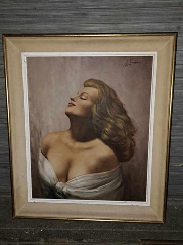 huile sur toile femme signe beschikbaar voor biedingen