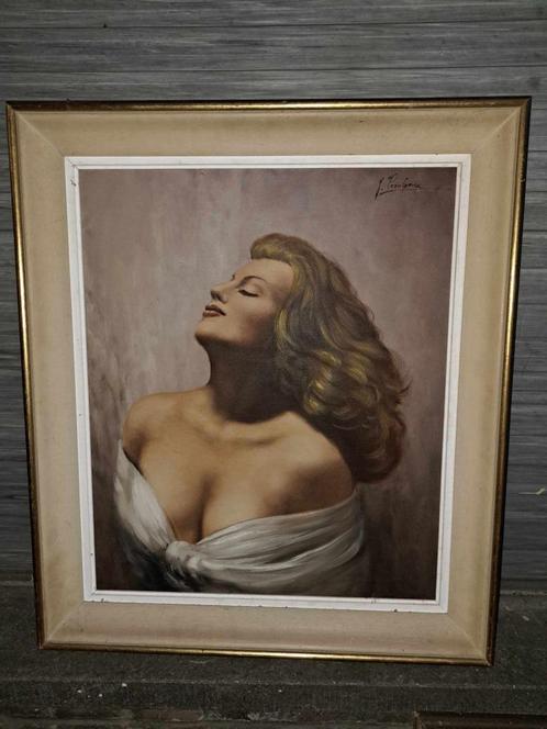 huile sur toile femme signe, Antiek en Kunst, Kunst | Schilderijen | Klassiek, Ophalen of Verzenden