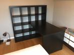 IKEA Kallax 4x4 met bureau in ZWART BRUIN, Maison & Meubles, Enlèvement, Utilisé, Bureau