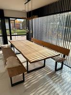 Eettafel en zitbank in eik, Huis en Inrichting, Ophalen, Zo goed als nieuw