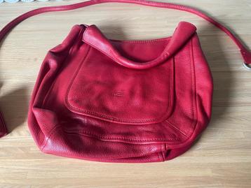 Lederen handtas + bijhorende portefeuille, Enlèvement, Comme neuf, Rouge, Sac à main