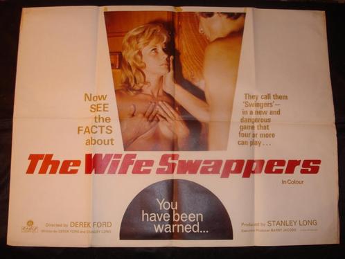 Affiche Erotique 102 cm x 76 cm "The Wife Swappers" 1970, Collections, Posters & Affiches, Utilisé, Cinéma et TV, Affiche ou Poster pour porte ou plus grand